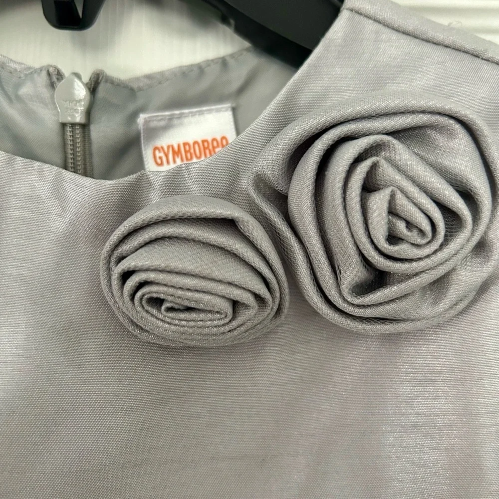 Gymboree grey satin dress with layered‎ tulle skirt Size 3T